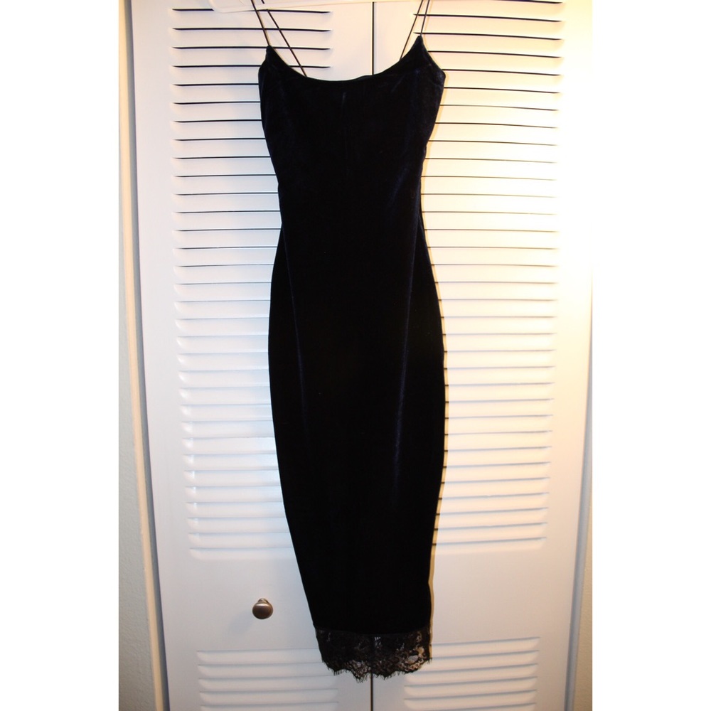 Navy Blue Velvet Dress